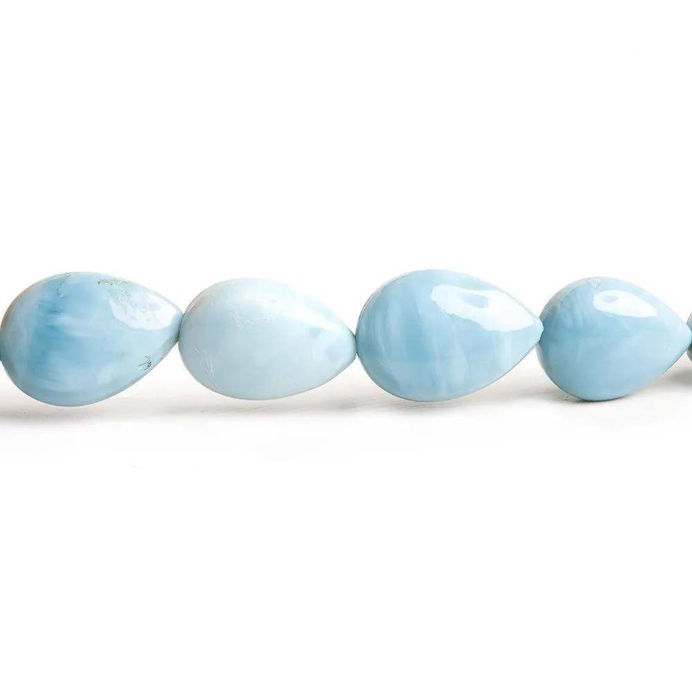 10x7mm-15x11mm Denim Blue Opal Straight Drilled Plain Pear Beads 16 inch 35 pieces