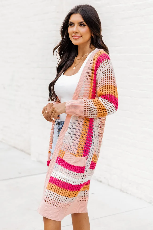 A Little Fabulous Orange And Pink Striped Crochet Cardigan FINAL SALE