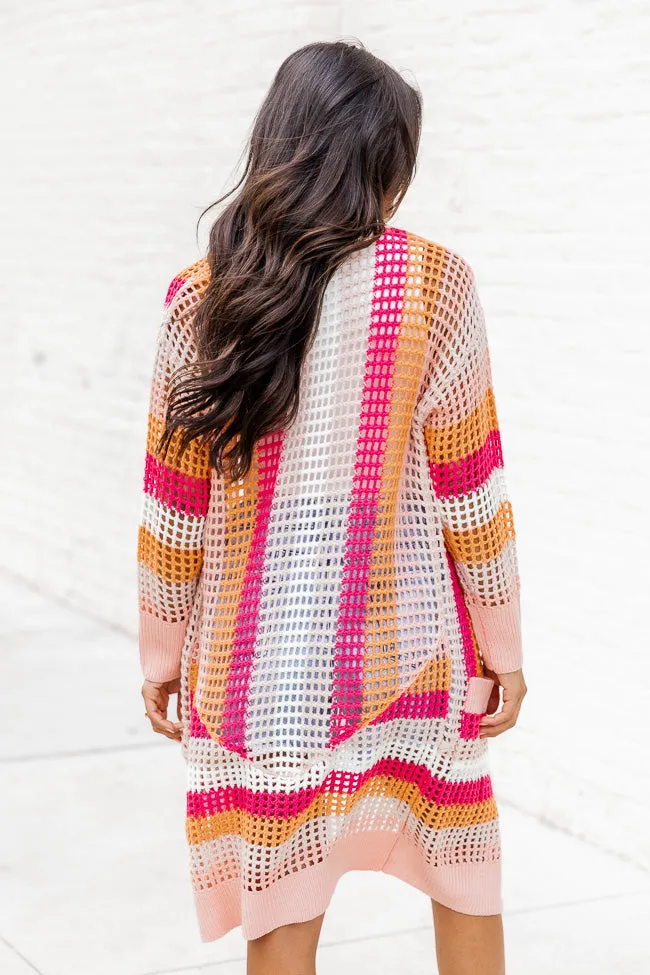 A Little Fabulous Orange And Pink Striped Crochet Cardigan FINAL SALE