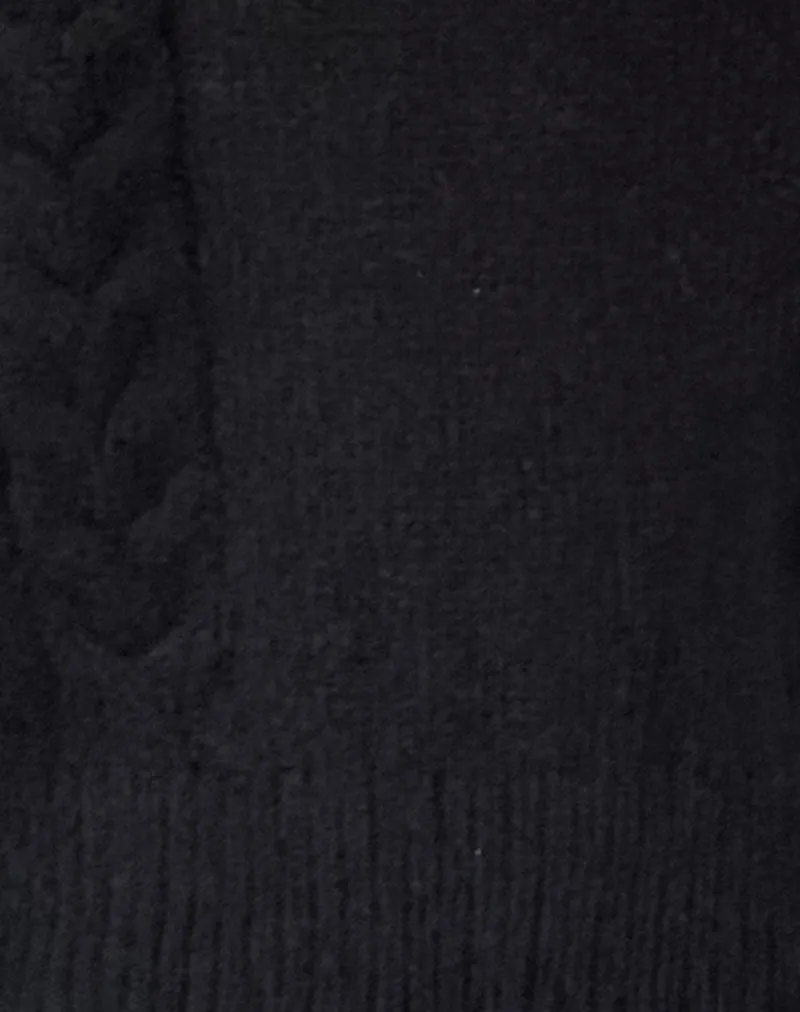 Abelia Cable Knit Cardigan in Black