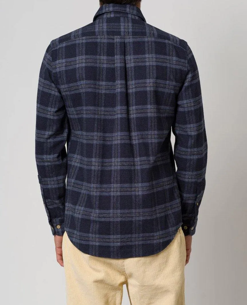 Abstract Navy Long Sleeve Buttondown Shirt