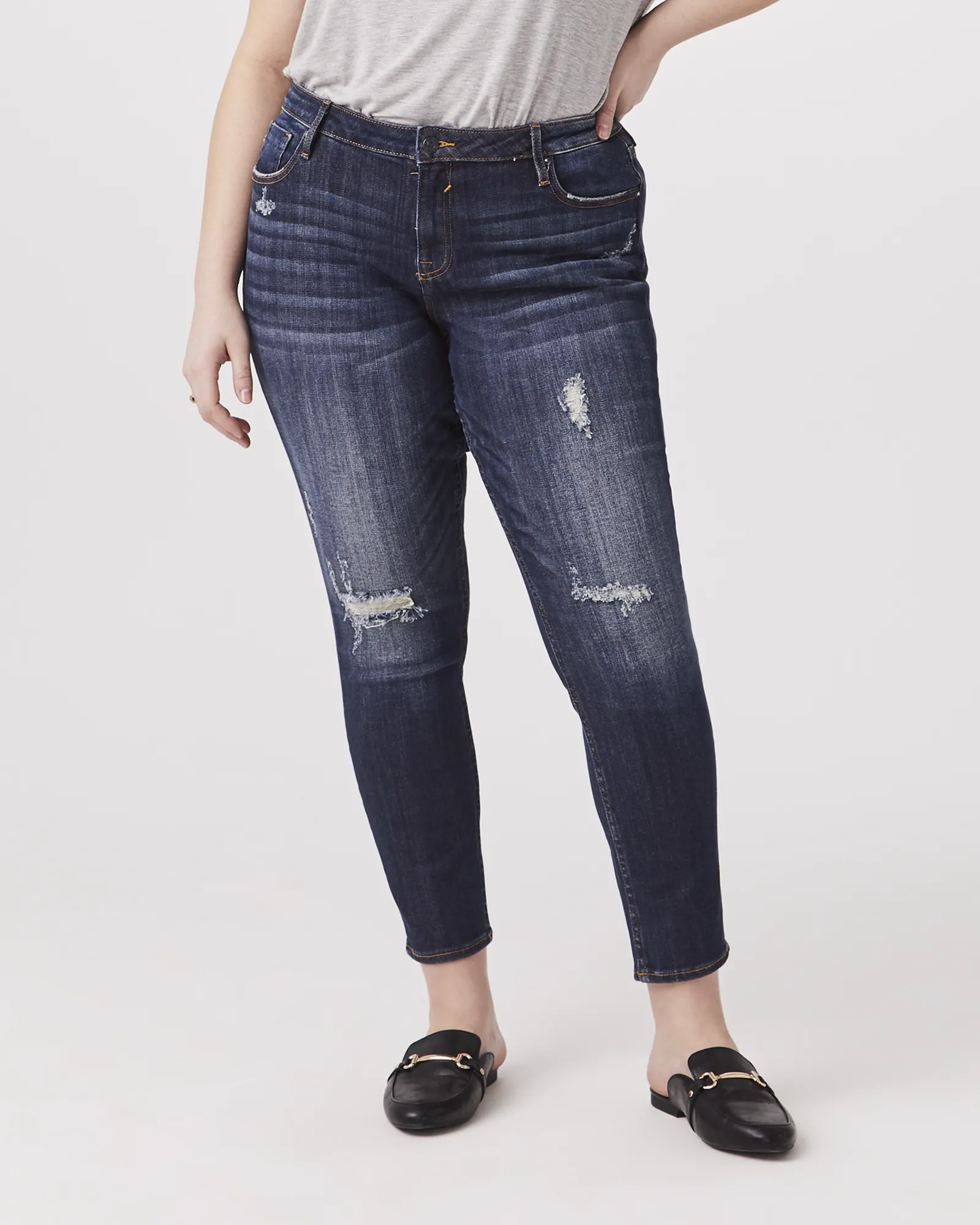 Ainslie Destructed Skinny Jean | Dark Wash