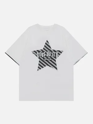 AlanBalen® - Embroidery Stripe Star Tee