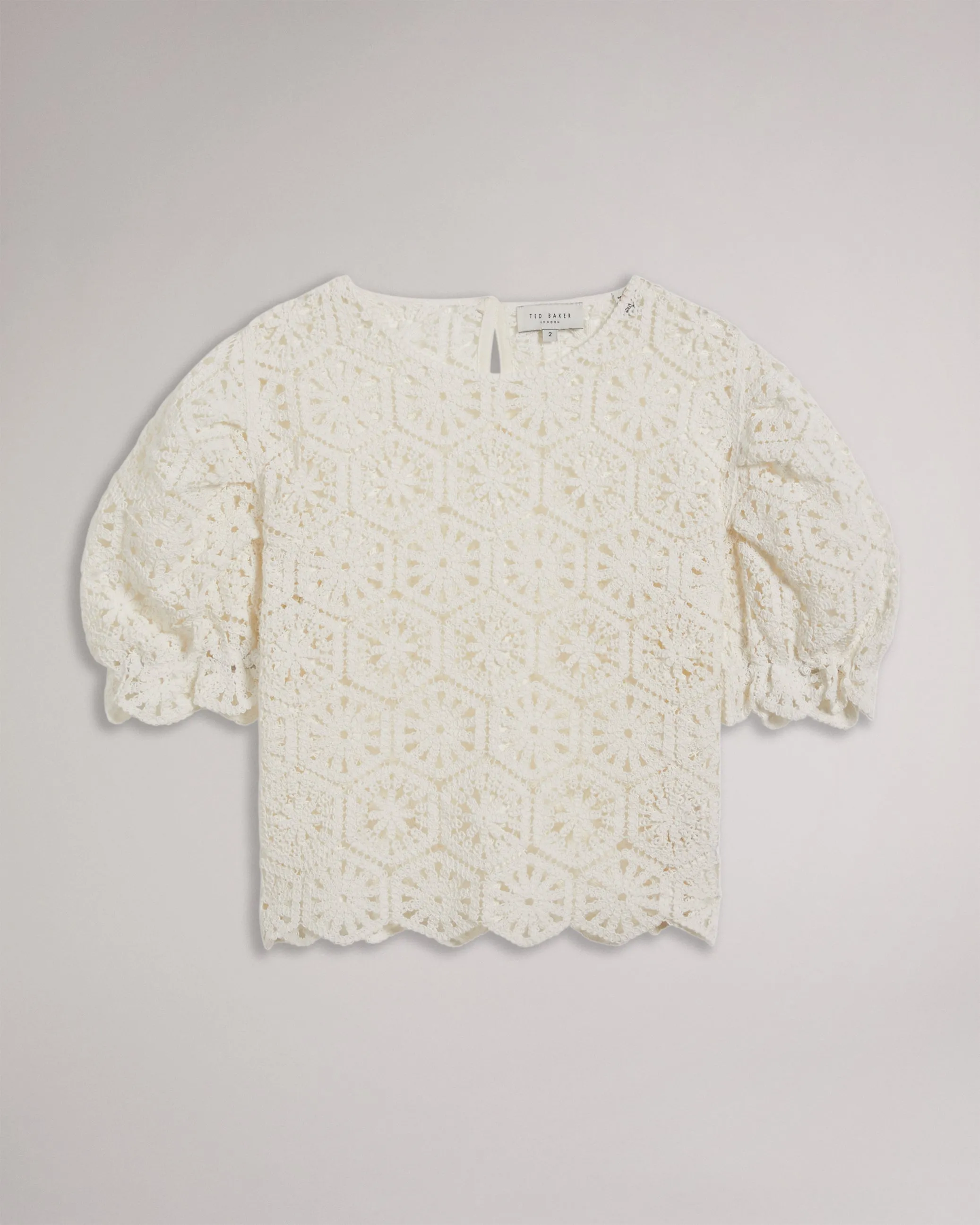 Ambya Crochet Knit Puff Sleeve Top