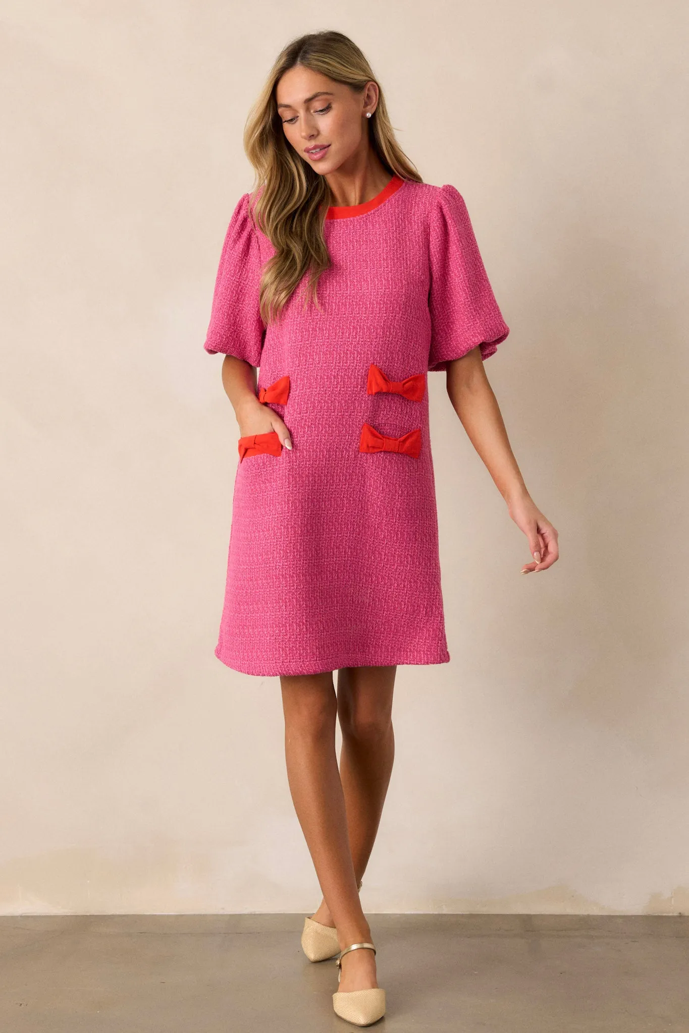 Angel Eyes Pink Tweed Mini Dress