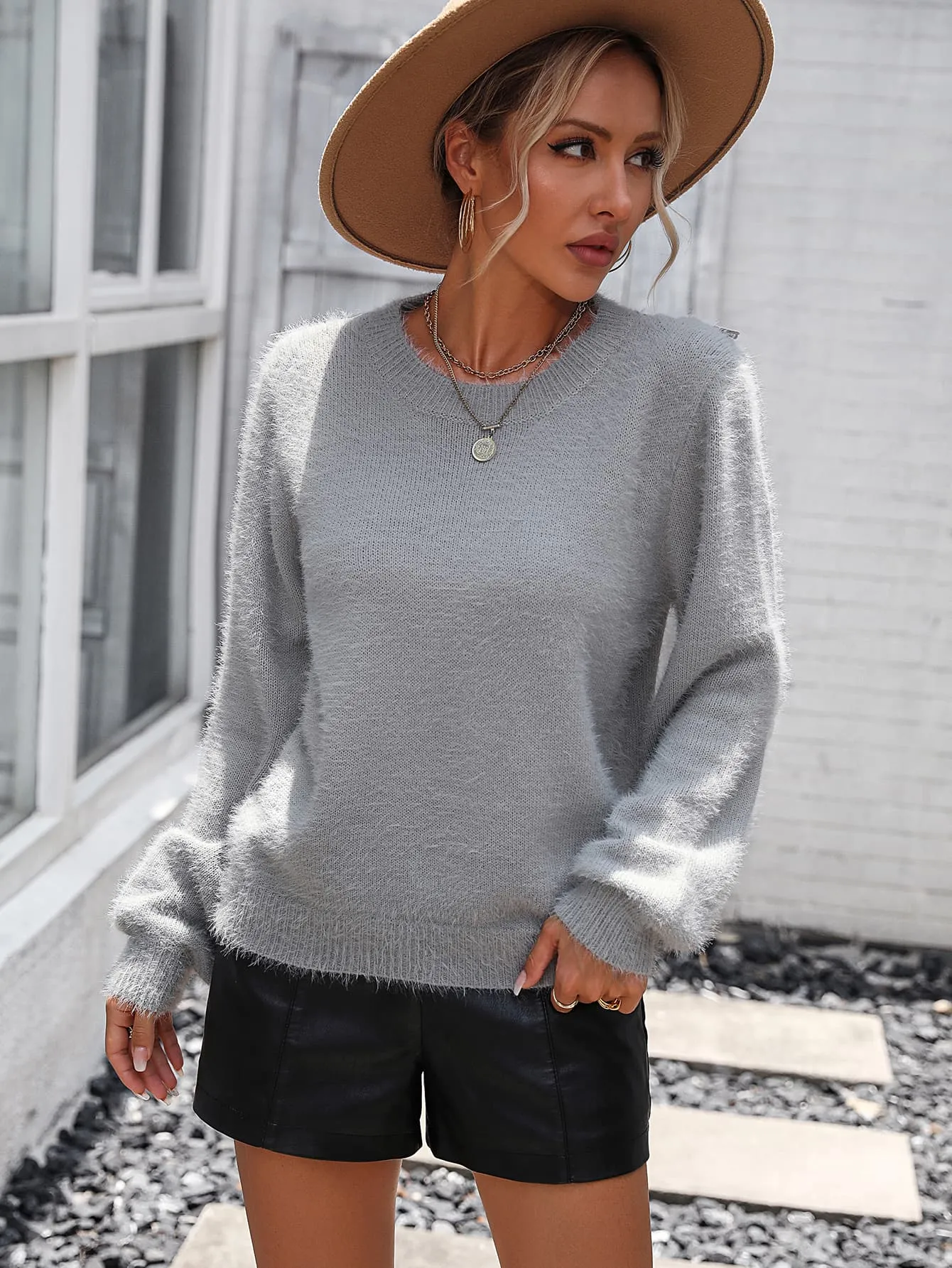 *APP EXCLUSIVE* Lace Detail Cutout Long Sleeve Pullover Sweater