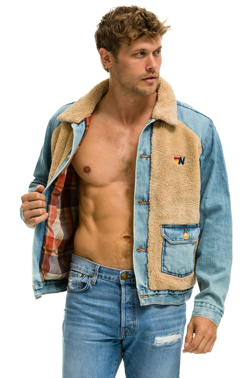 ASPEN SHERPA UNISEX DENIM JACKET - VINTAGE WHEAT