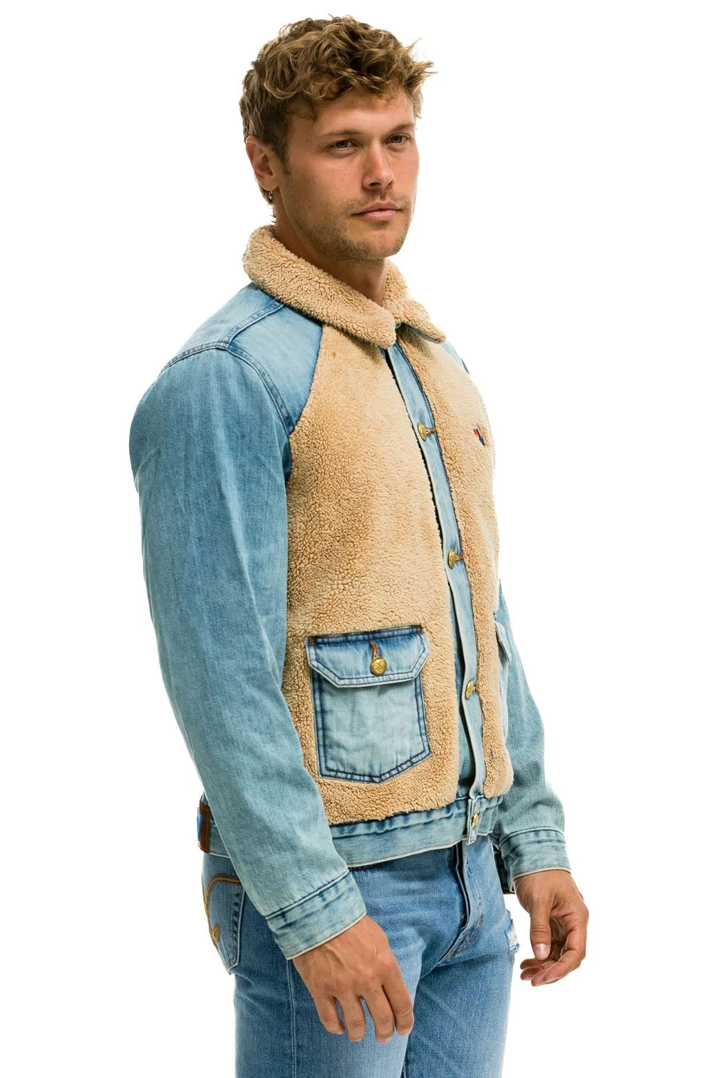 ASPEN SHERPA UNISEX DENIM JACKET - VINTAGE WHEAT