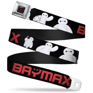 BAYMAX Hanko Full Color Black Red Seatbelt Belt - BAYMAX Poses Black/White/Red Webbing