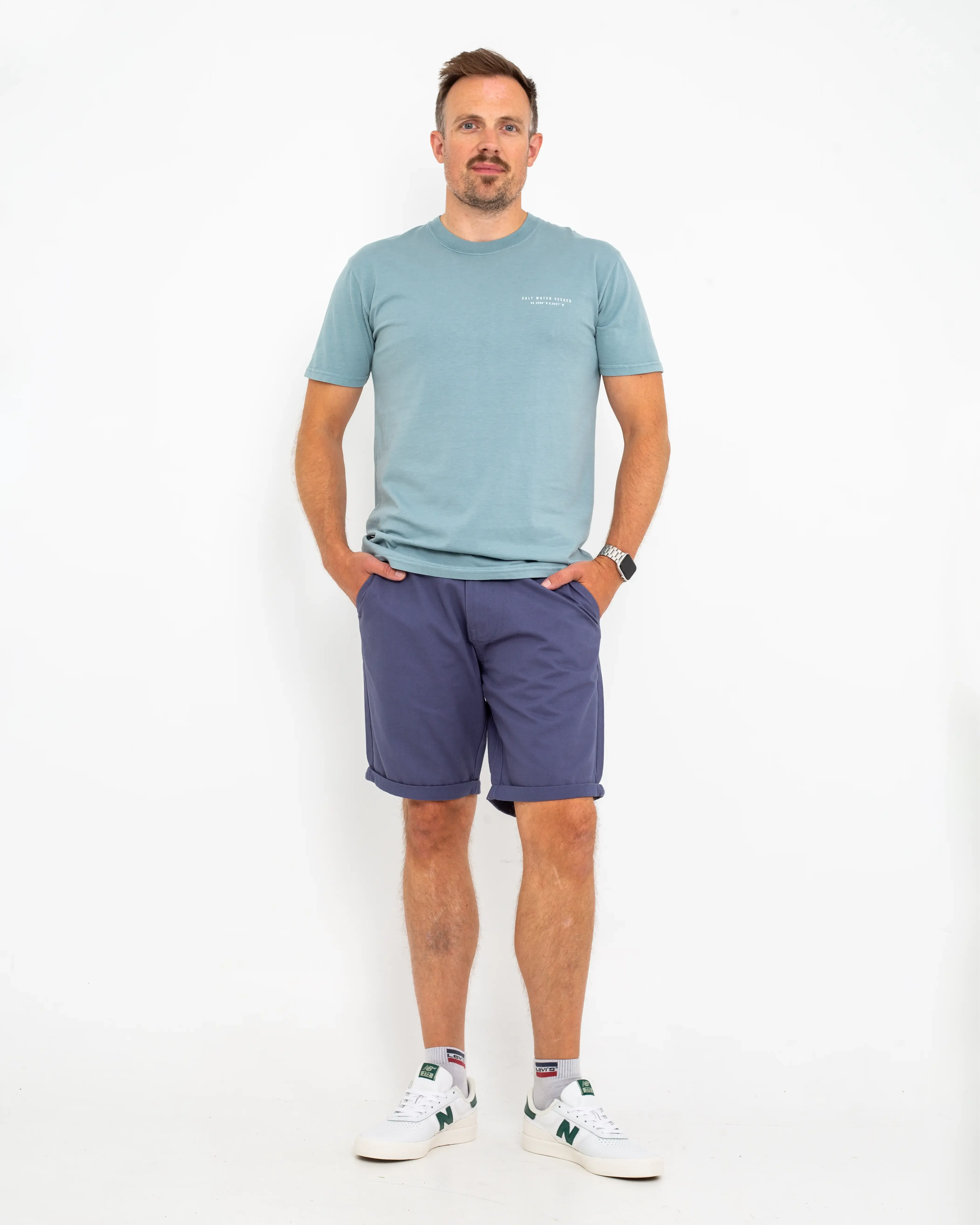 Belted Chino Walkshorts in Powder Blue