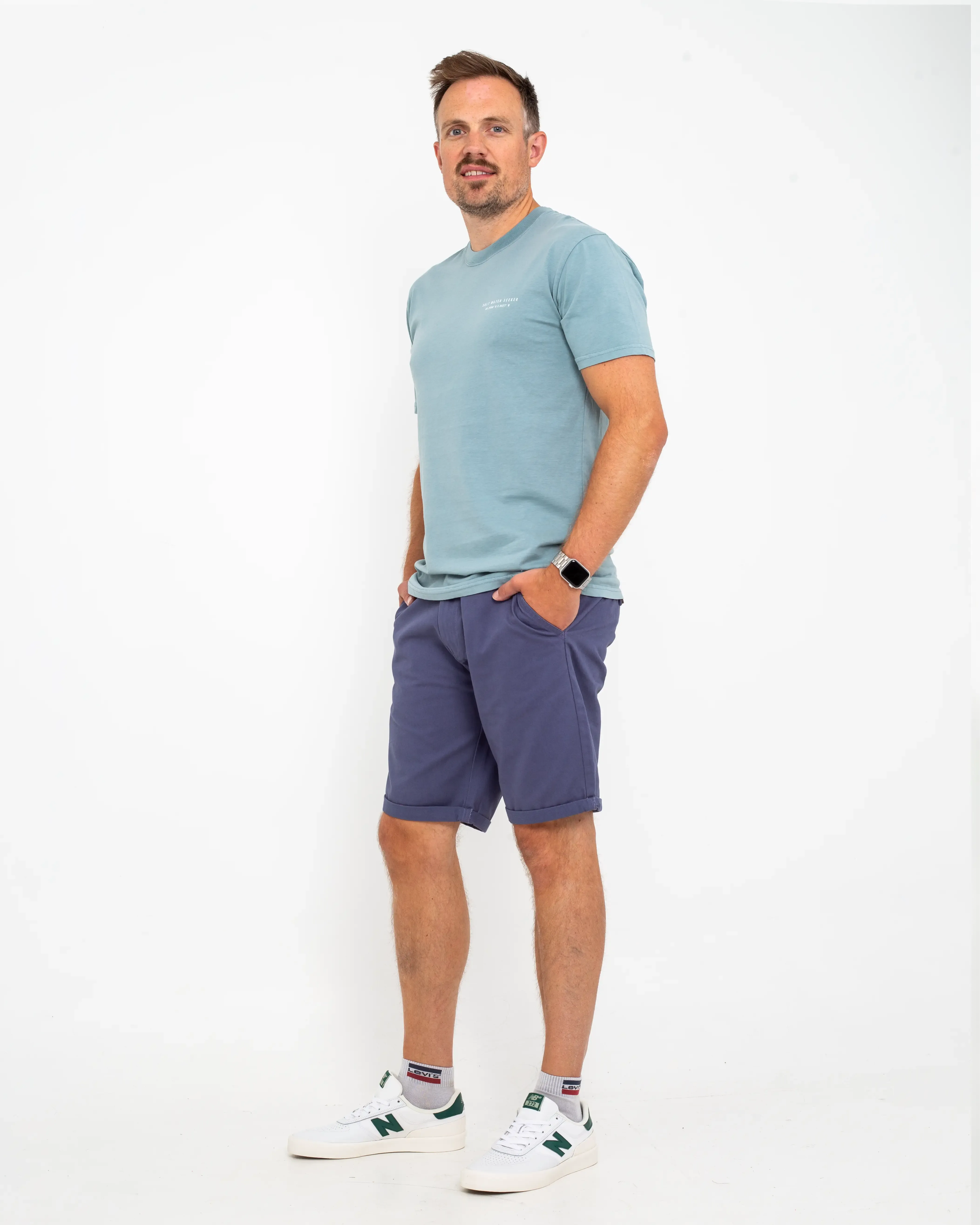 Belted Chino Walkshorts in Powder Blue