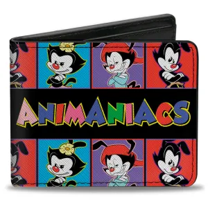 Bi-Fold Wallet - Animaniacs Yakko Wakko and Dot Block Poses Black/Multi Color