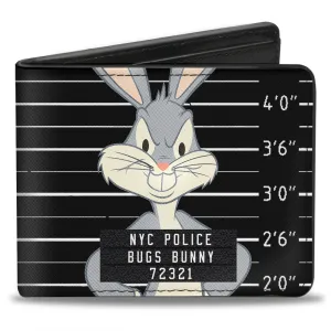 Bi-Fold Wallet - BUGS BUNNY NYC POLICE Mug Shot Black White