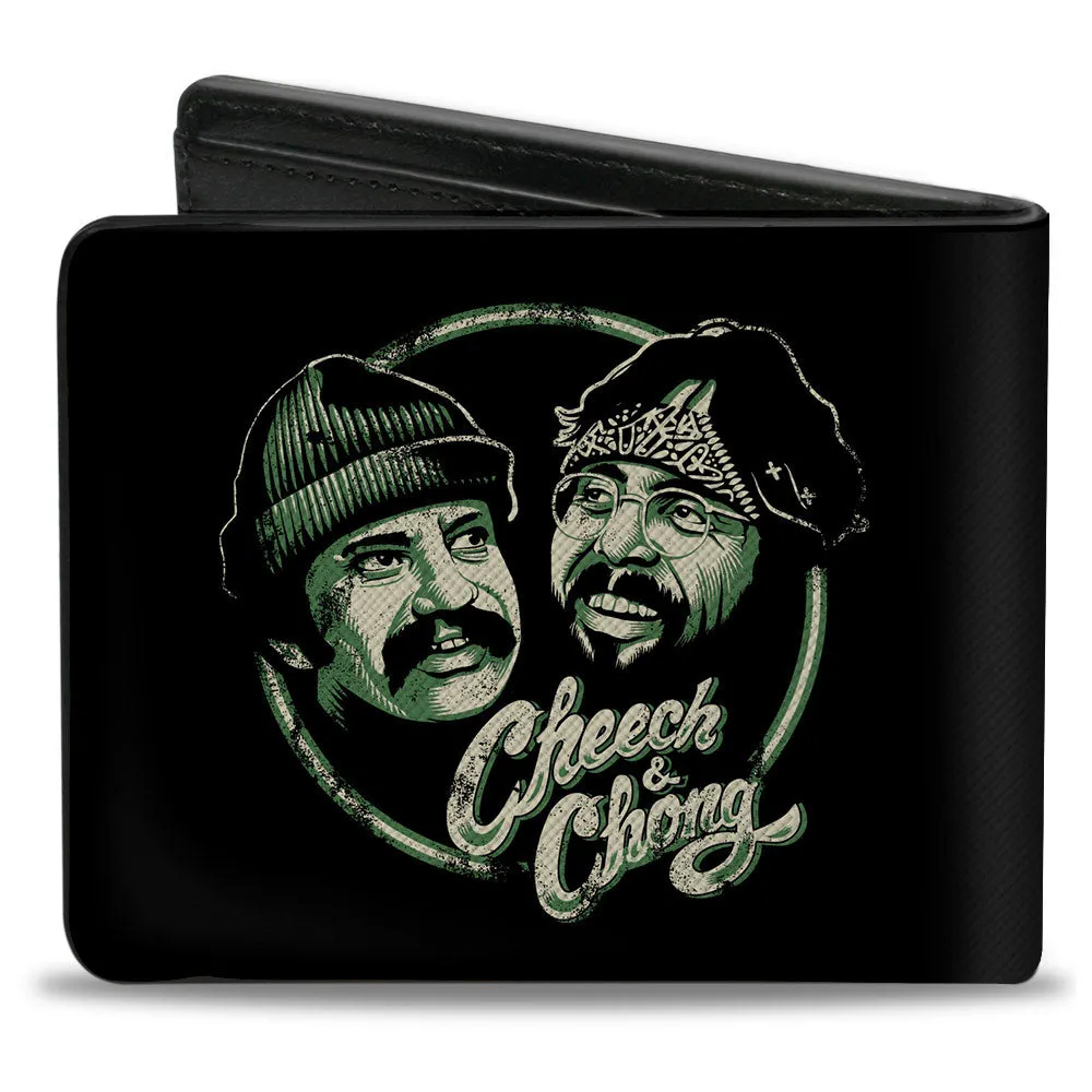 Bi-Fold Wallet - Cheech and Chong Pose and Script Black Greens