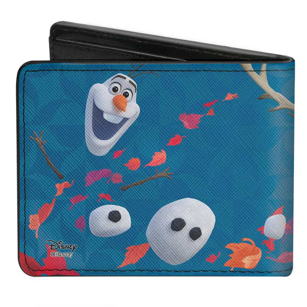 Bi-Fold Wallet - Frozen II Sven   Olaf Parts Swirling Leaves Blues Multi Color