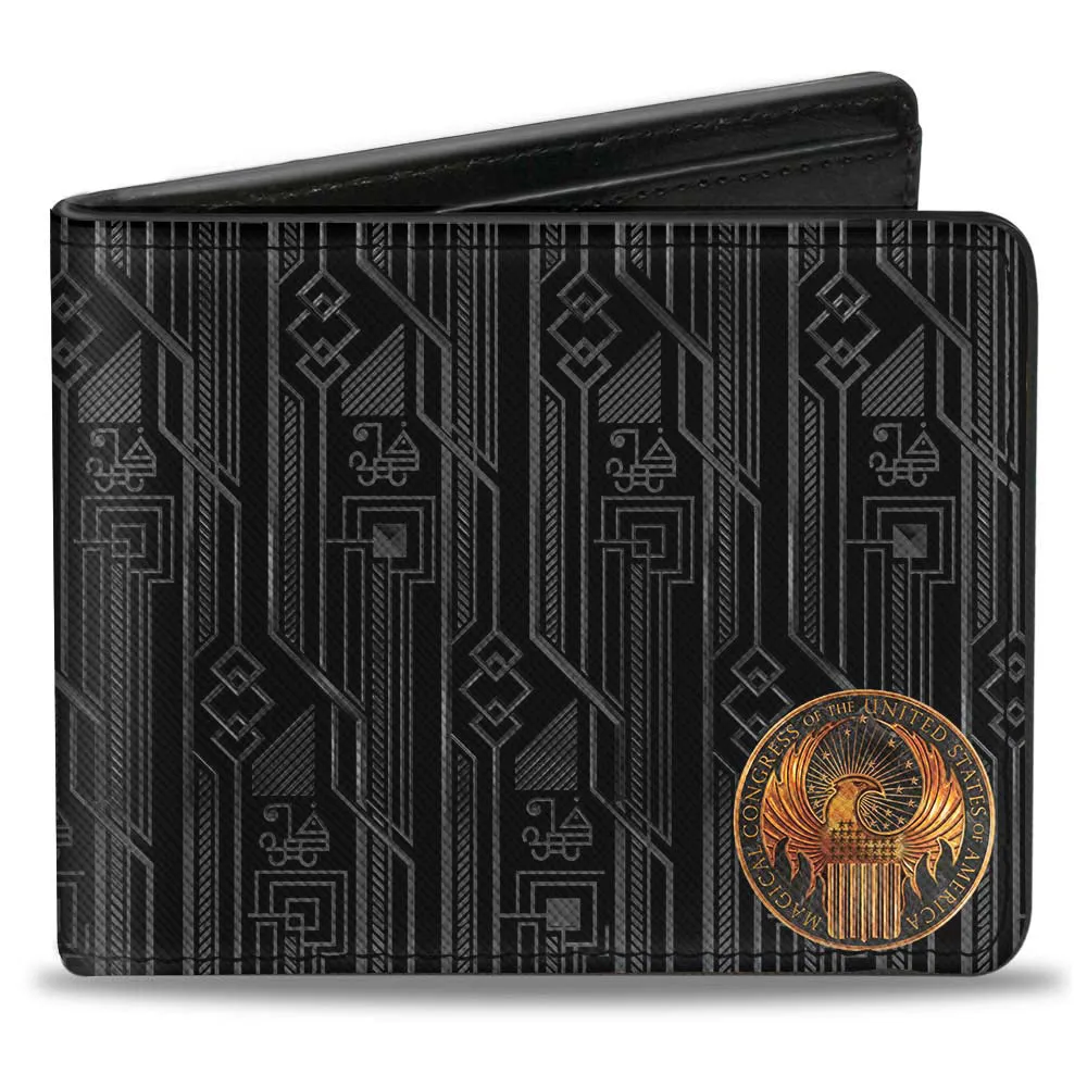 Bi-Fold Wallet - MACUSA Seal Black Gold   FBAWTFT Logo Grays Gold