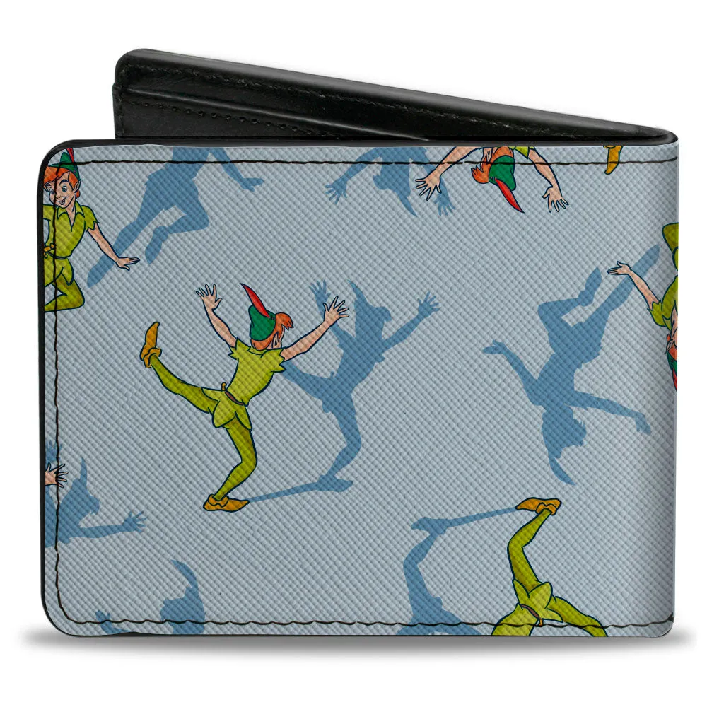 Bi-Fold Wallet - Peter Pan Shadow Poses Scattered Blues