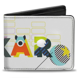 Bi-Fold Wallet - PIXAR Luxo Lamp and Ball Striping White Multi Color