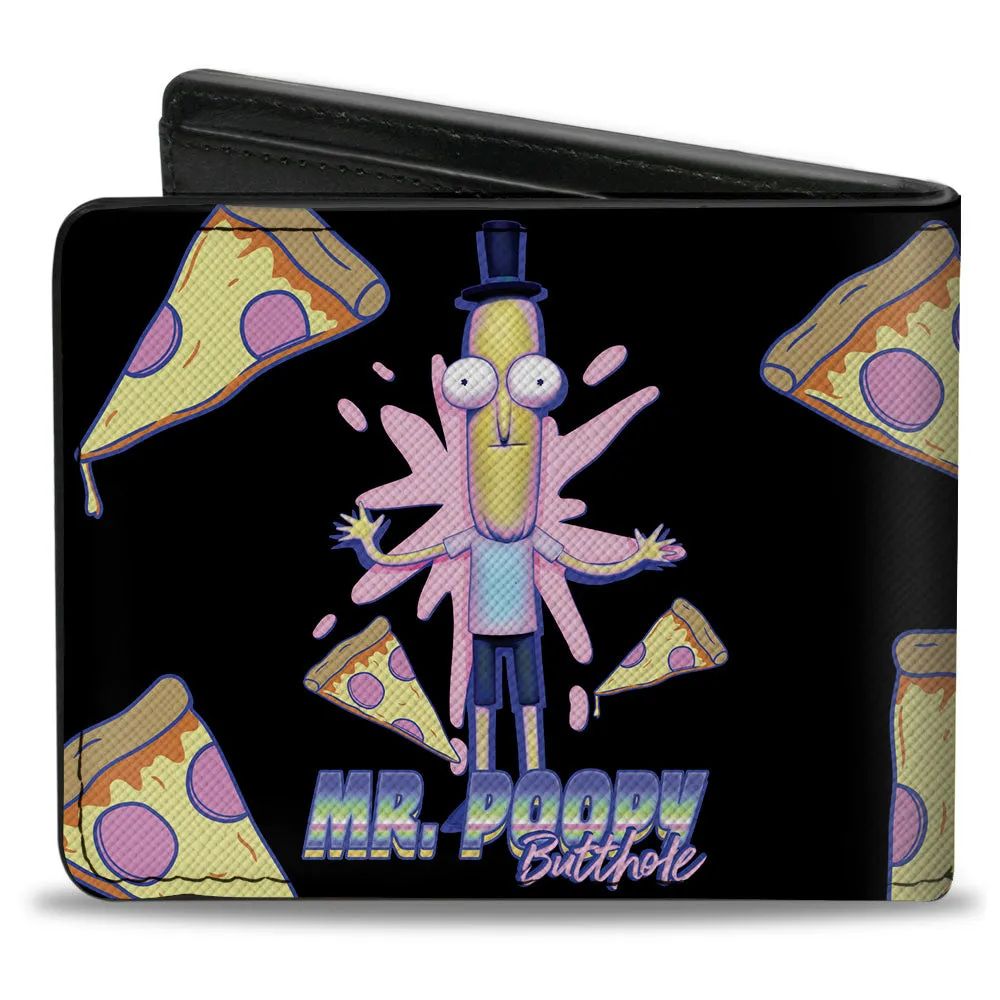 Bi-Fold Wallet - Rick and Morty MR. POOPY BUTTHOLE Pizza Pose Black