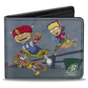 Bi-Fold Wallet - ROCKET POWER 4-Character Group Action Pose Grays