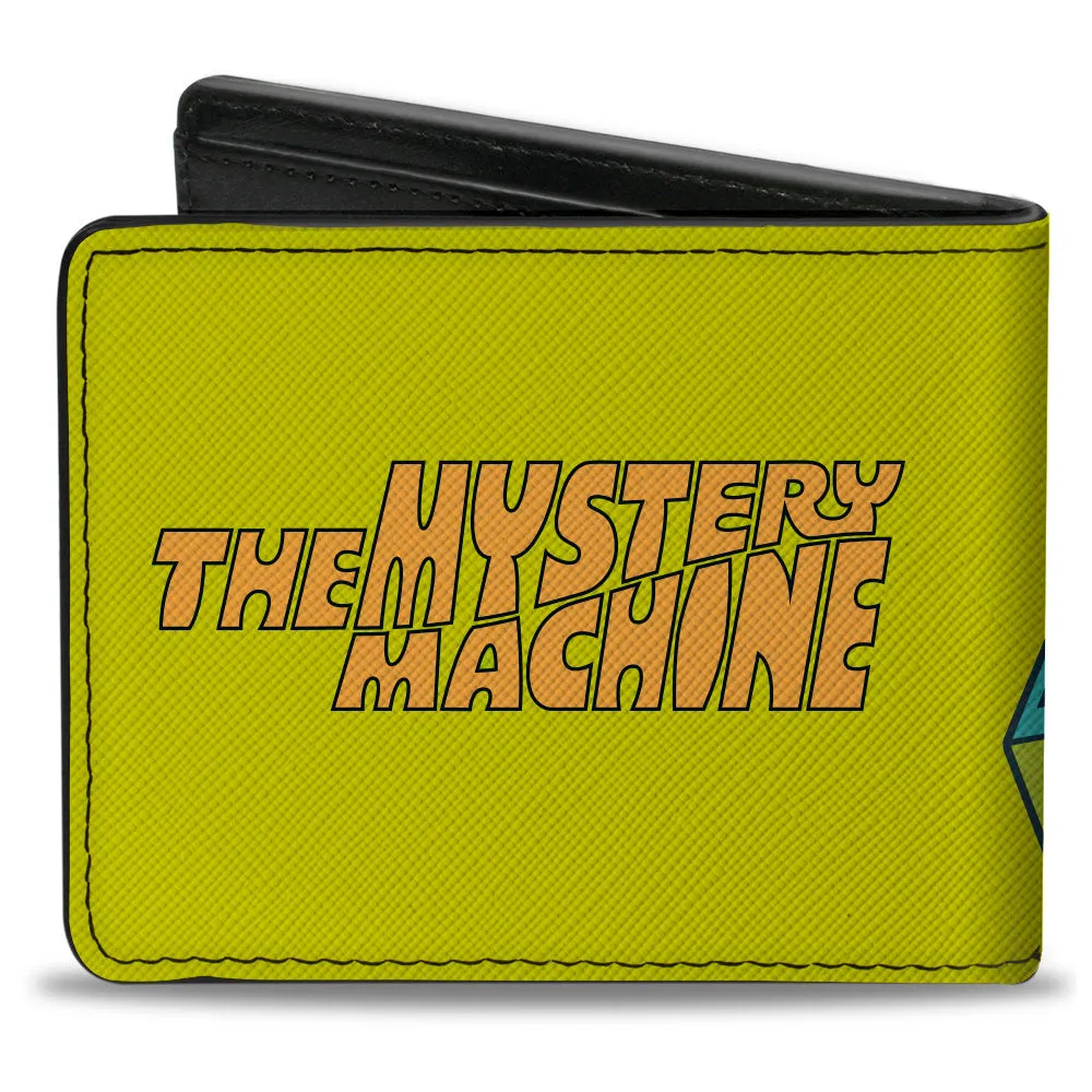 Bi-Fold Wallet - Scooby Doo Group Driving Mystery Machine Front Pose   Text Yellow