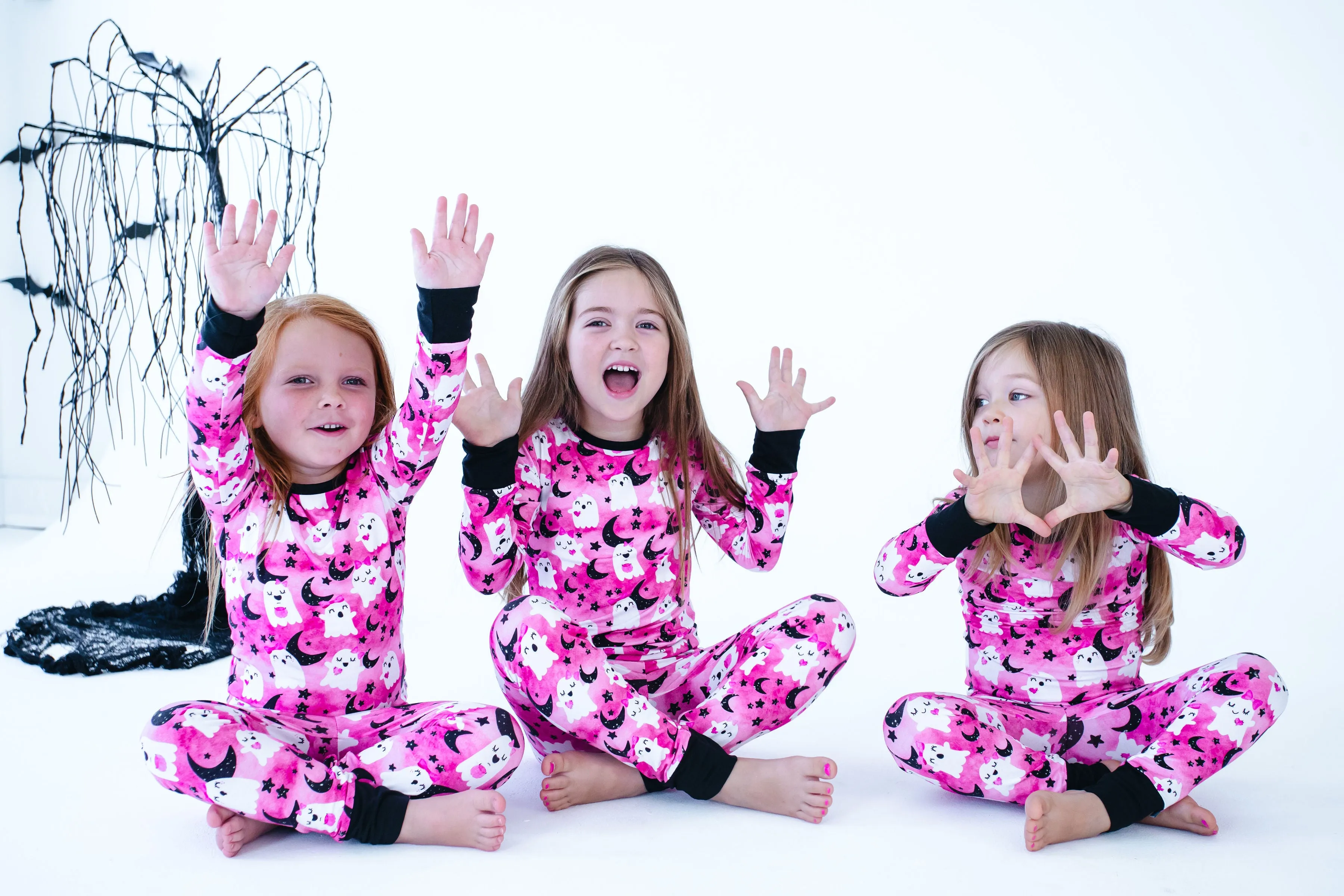 Birdie Bean Evie Pink Ghosts Halloween 2-piece Pajamas