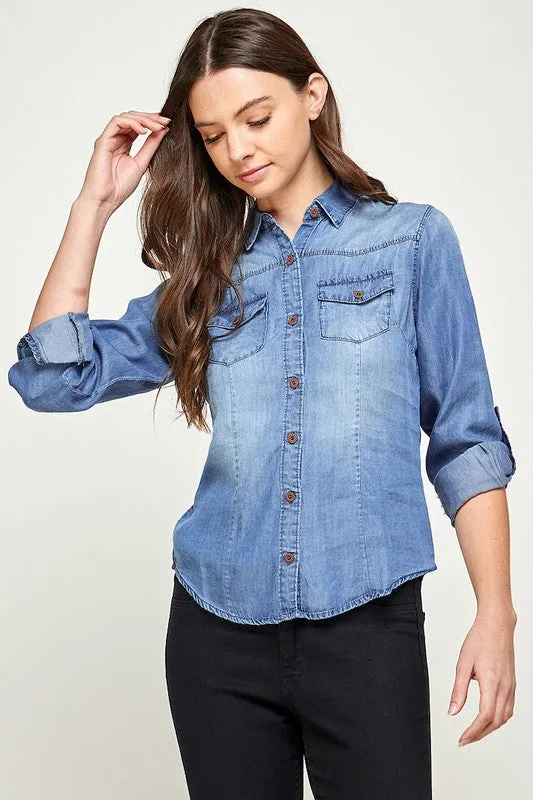 Blue Age TENCEL TOP DENIM BLOUSE