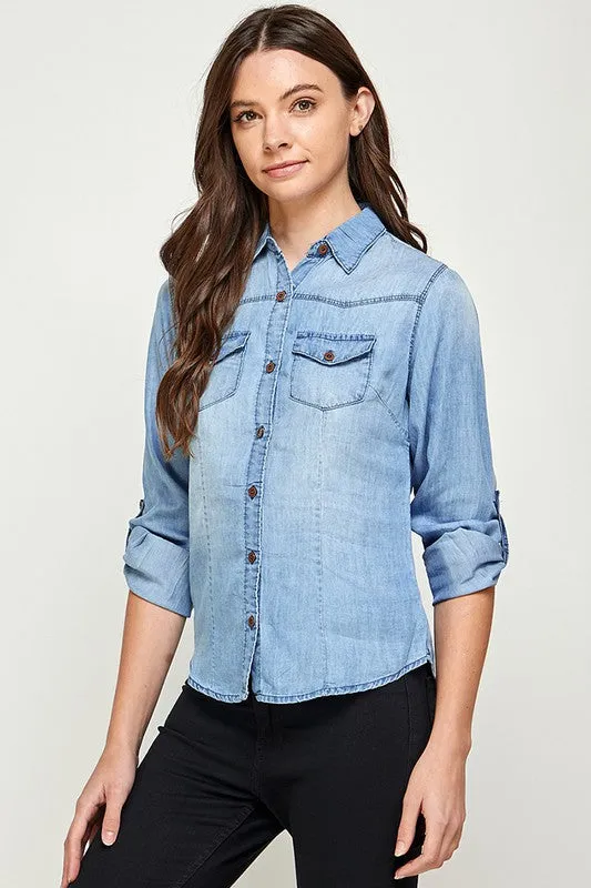 Blue Age TENCEL TOP DENIM BLOUSE