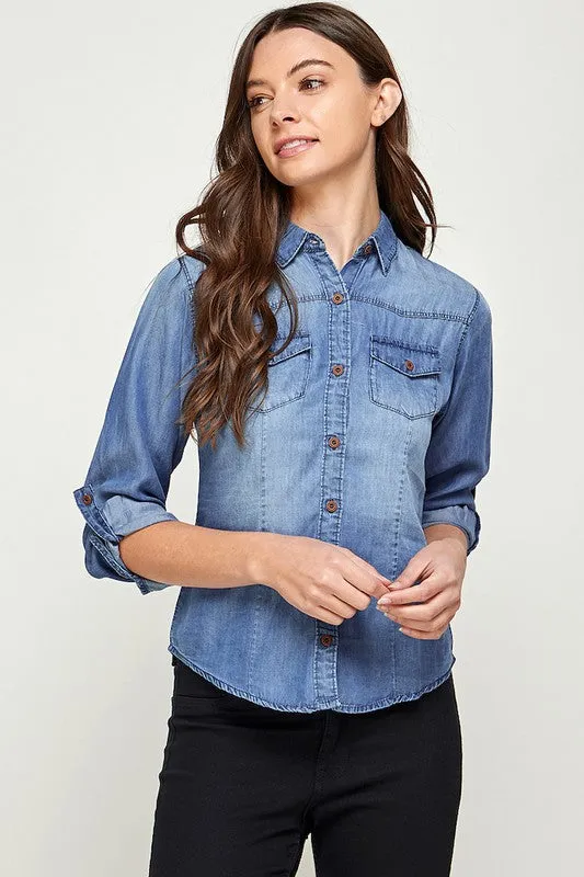 Blue Age TENCEL TOP DENIM BLOUSE