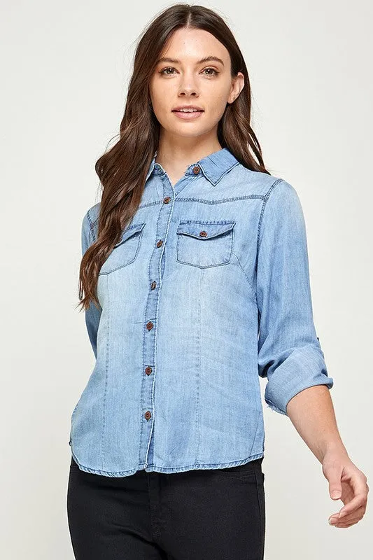 Blue Age TENCEL TOP DENIM BLOUSE