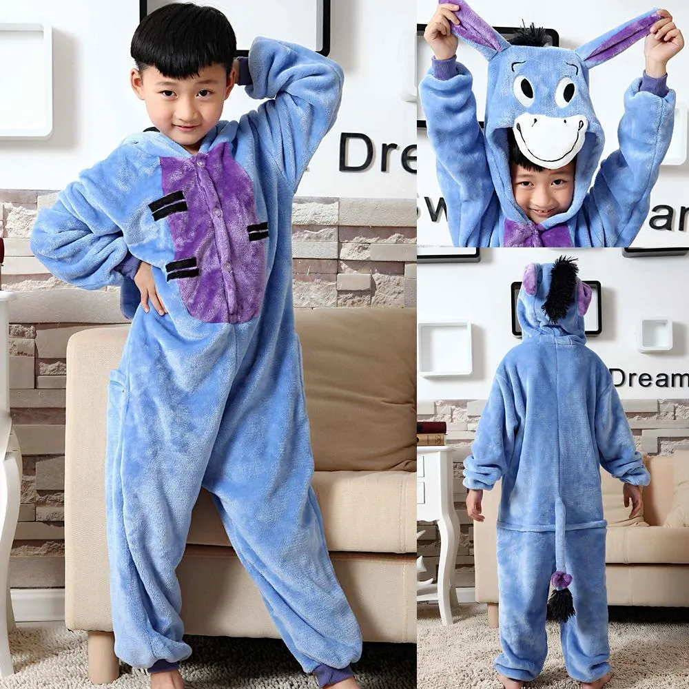 Blue Eeyore Donkey Kid Kigurumi Onesies Pajamas gift Costume