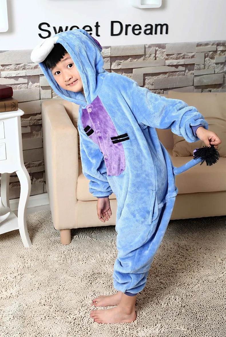 Blue Eeyore Donkey Kid Kigurumi Onesies Pajamas gift Costume