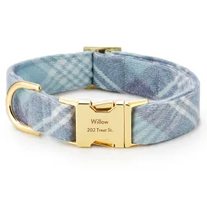 Blue Frost Plaid Flannel Dog Collar