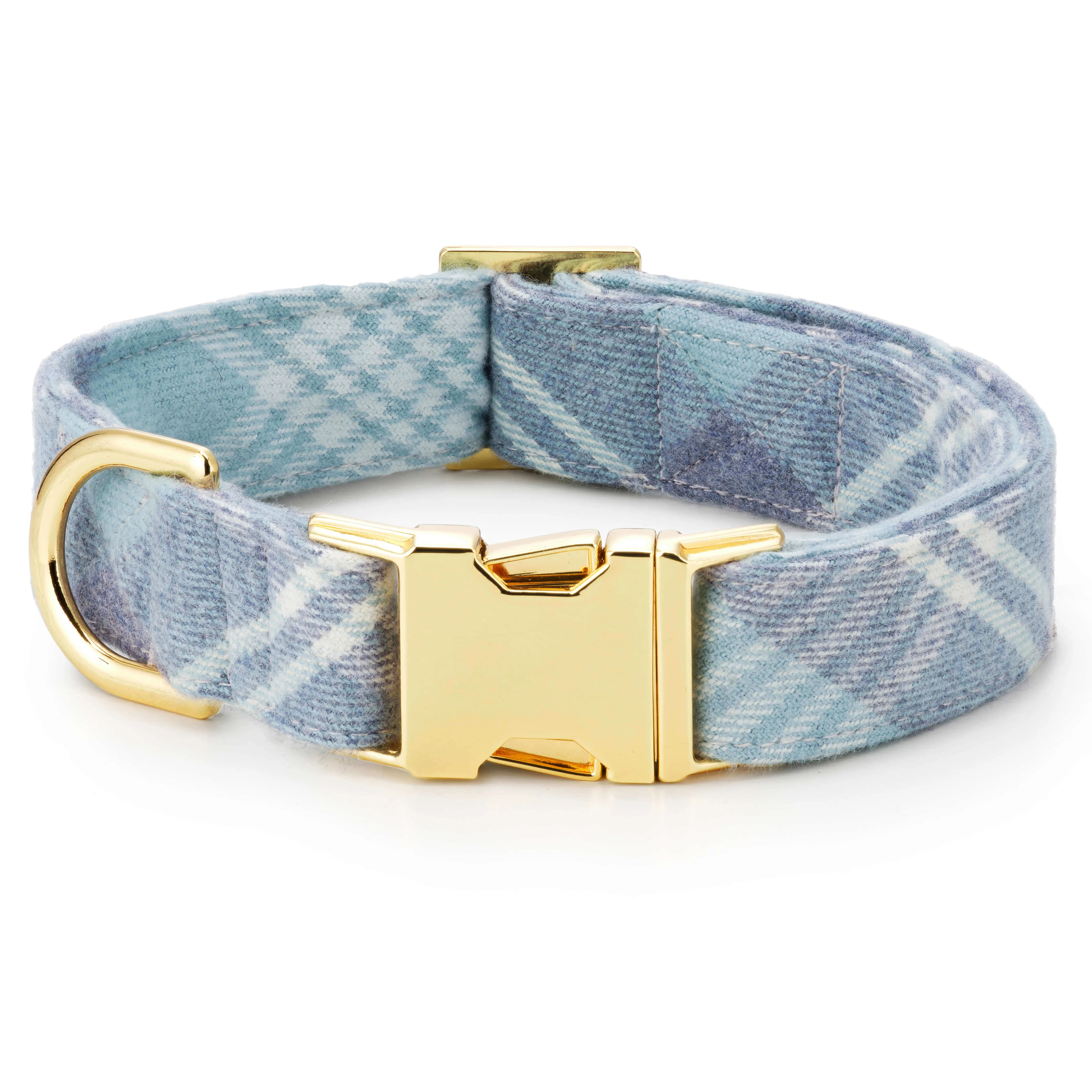 Blue Frost Plaid Flannel Dog Collar