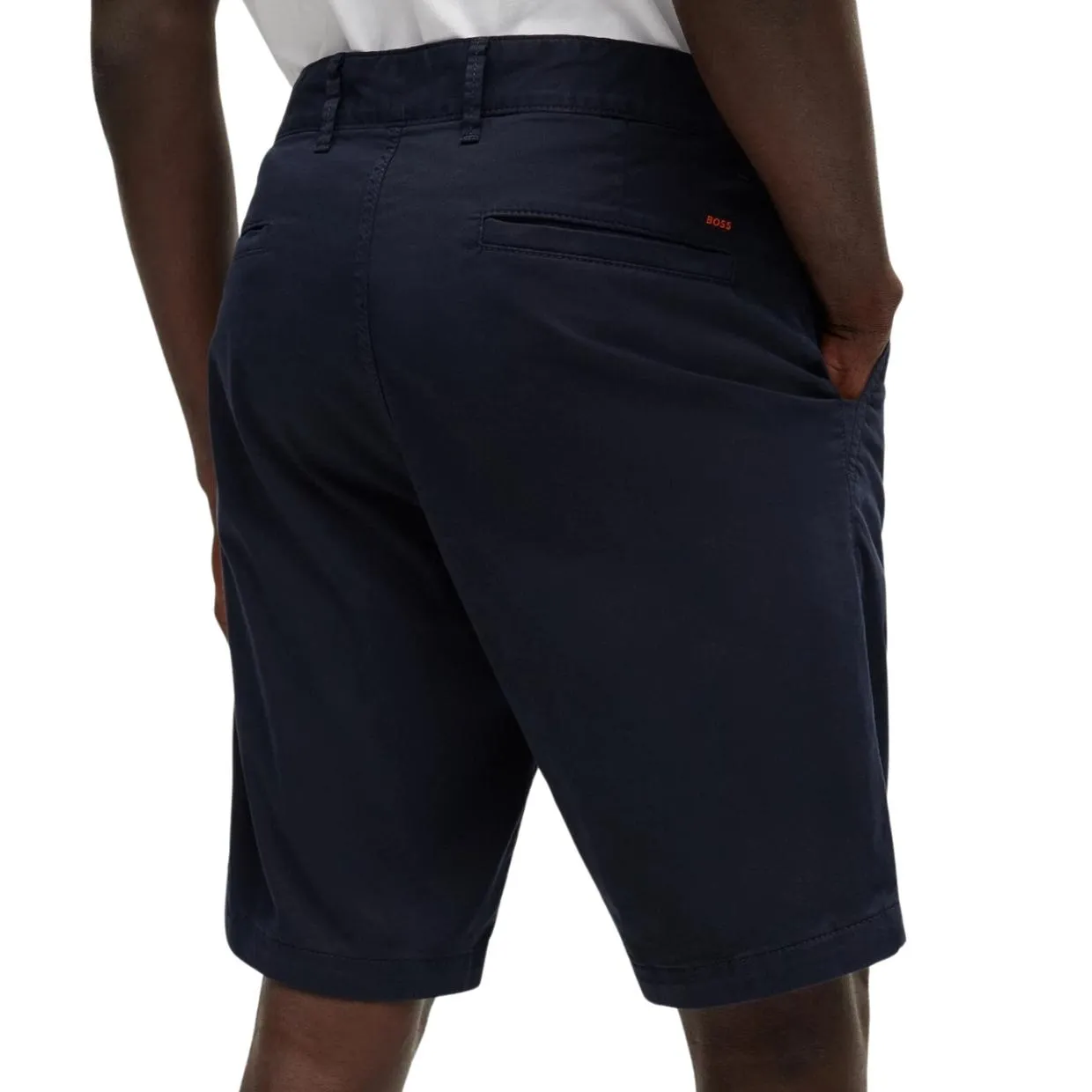 BOSS Navy Stretch Cotton Twill Slim Fit Chino Shorts