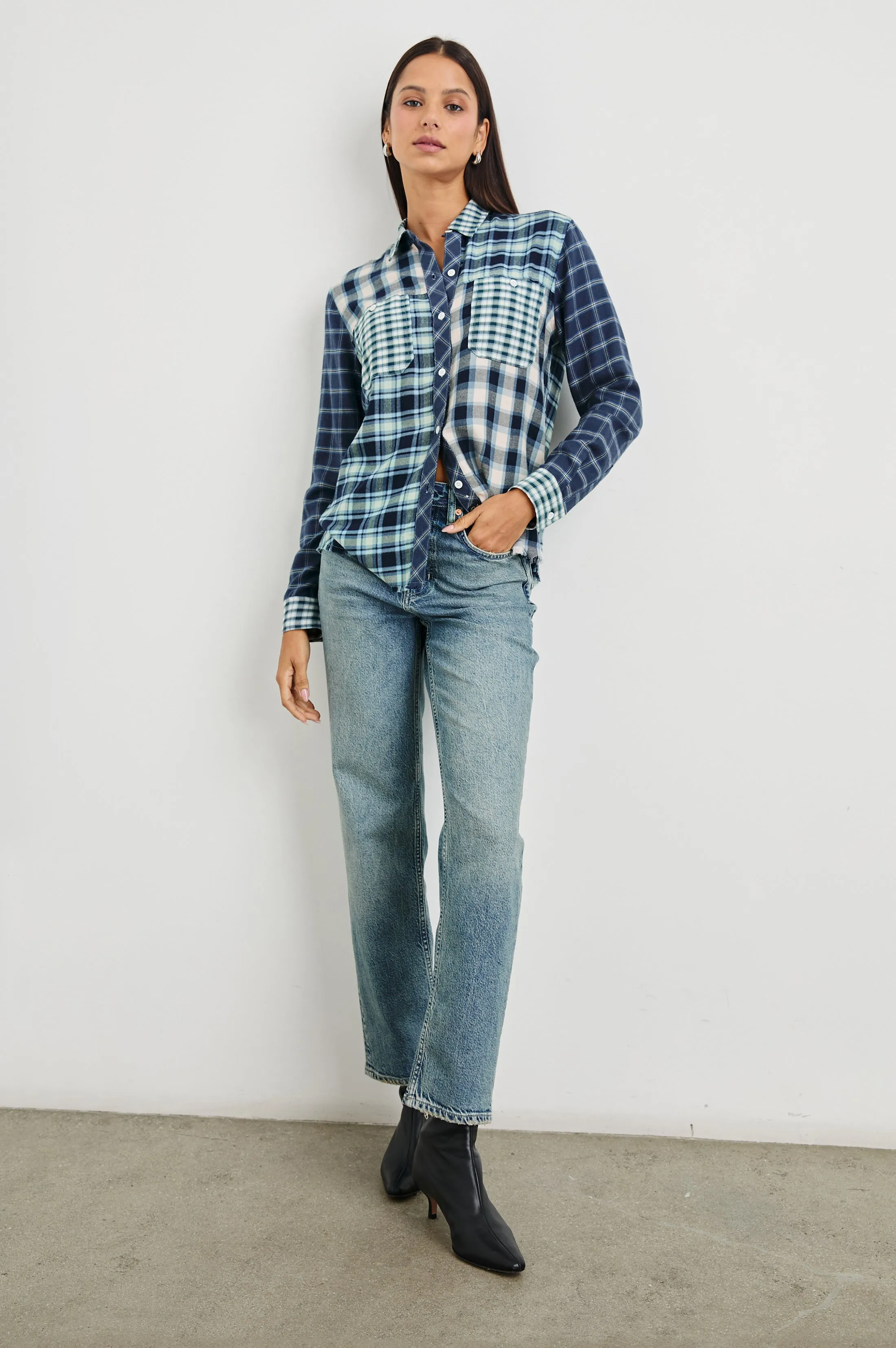 BRANDO SHIRT - SKY NAVY MIXED PLAID