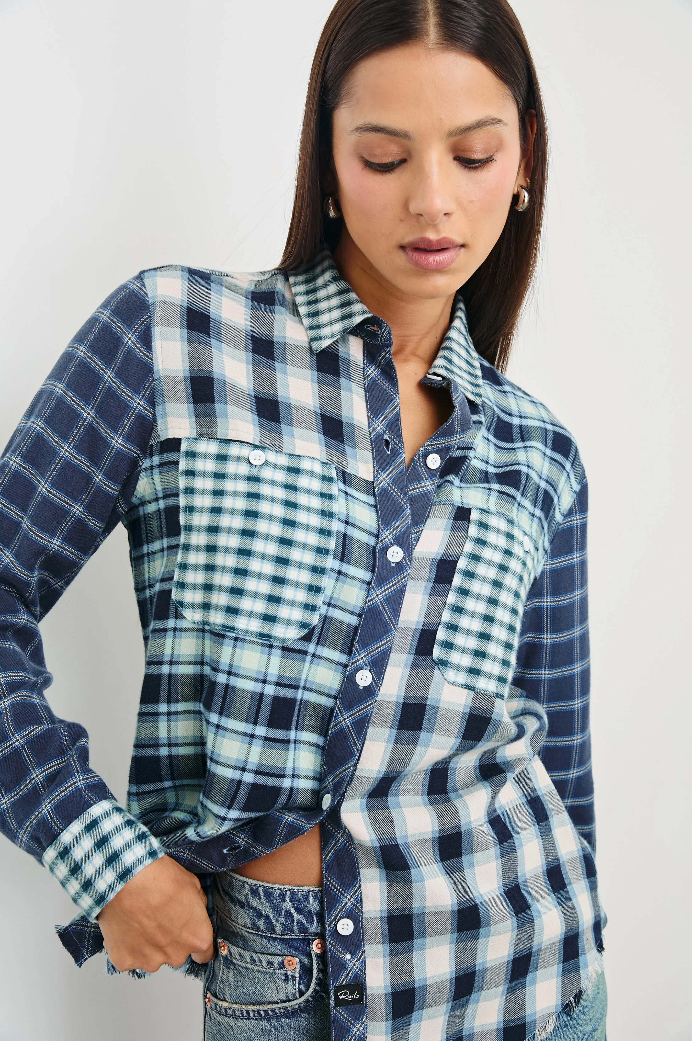 BRANDO SHIRT - SKY NAVY MIXED PLAID