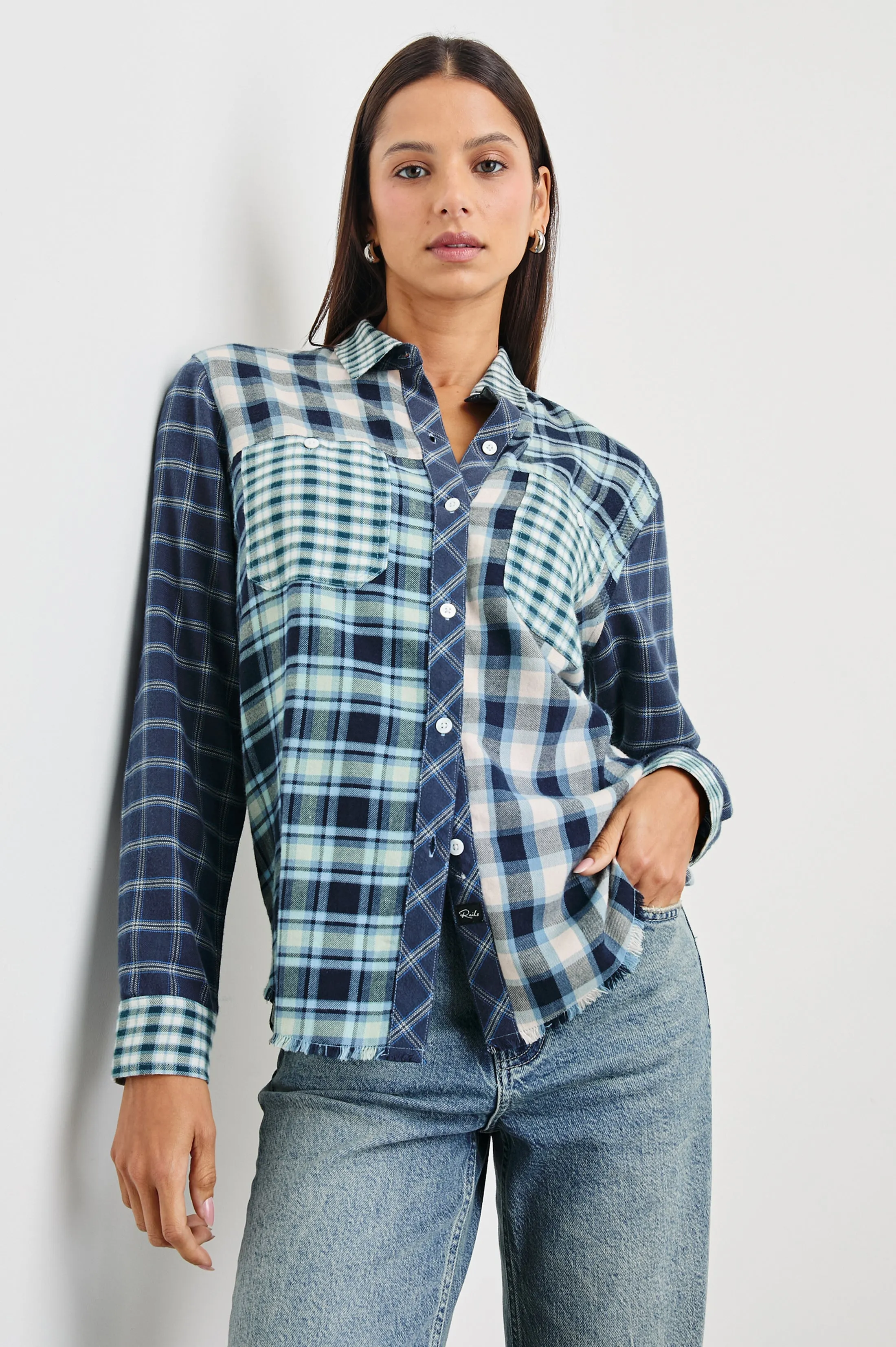 BRANDO SHIRT - SKY NAVY MIXED PLAID