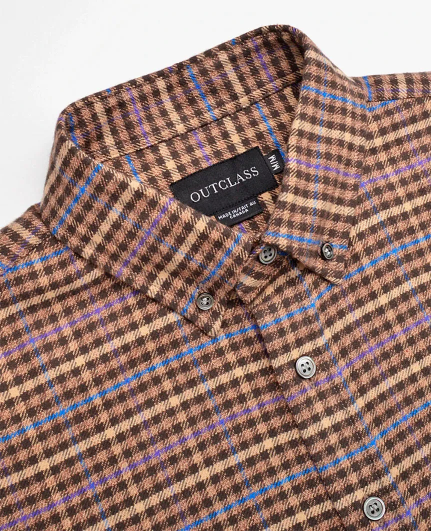 Brown Twill Check Flannel Shirt