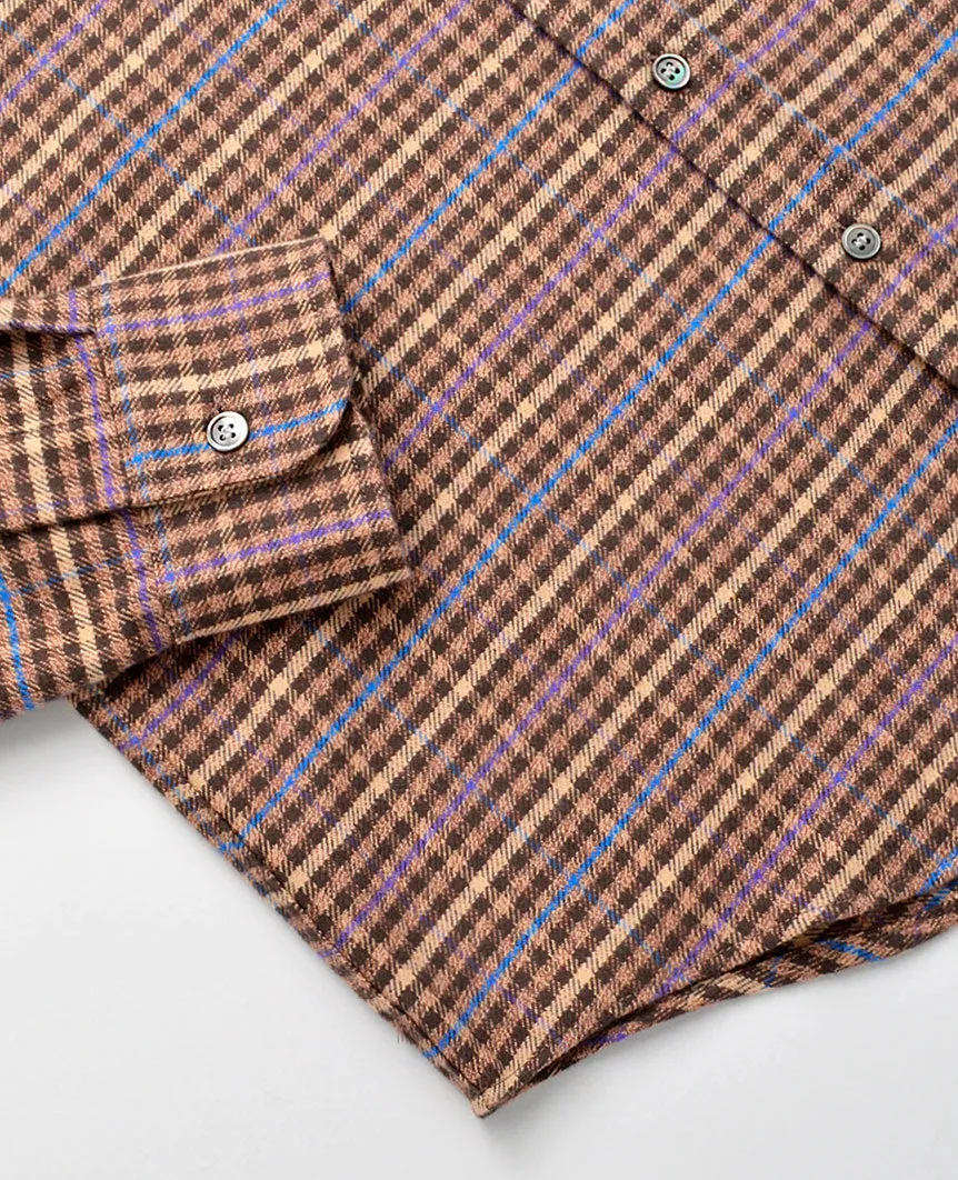 Brown Twill Check Flannel Shirt