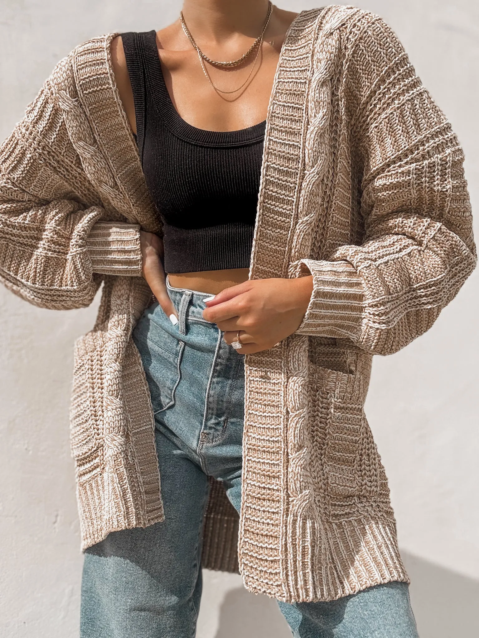 Caramel Chunky Knit Cardigan