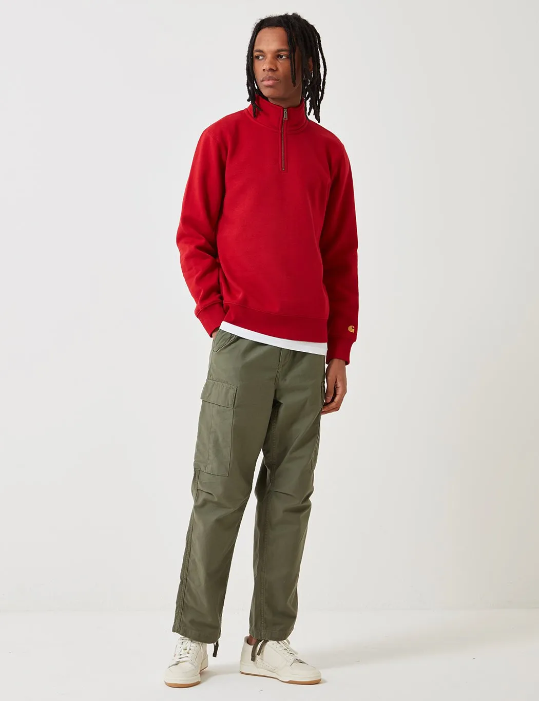 Carhartt-WIP Chase Quarter-Zip High Neck Sweatshirt - Blast Red