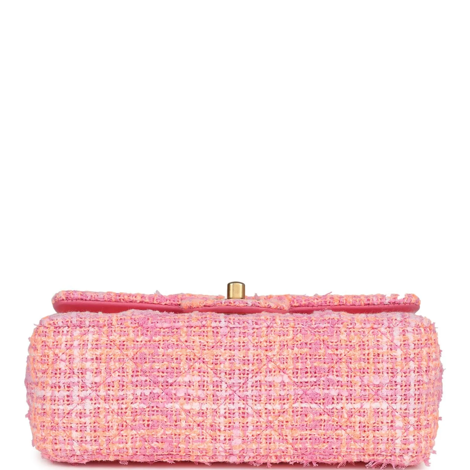 Chanel Mini Rectangular Flap Orange and Pink Tweed Gold Hardware