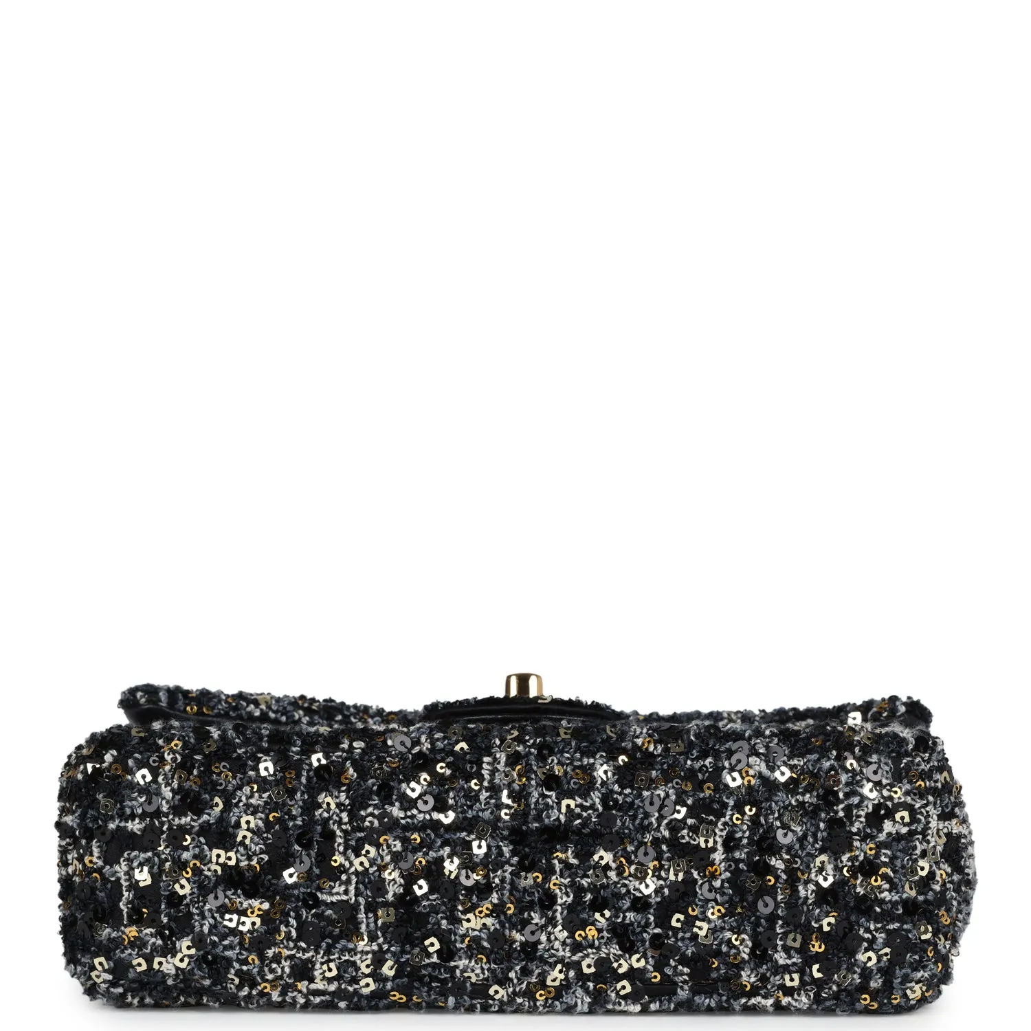 Chanel Mini Single Flap Bag Black, Blue and Gold Sequin & Tweed Gold Hardware