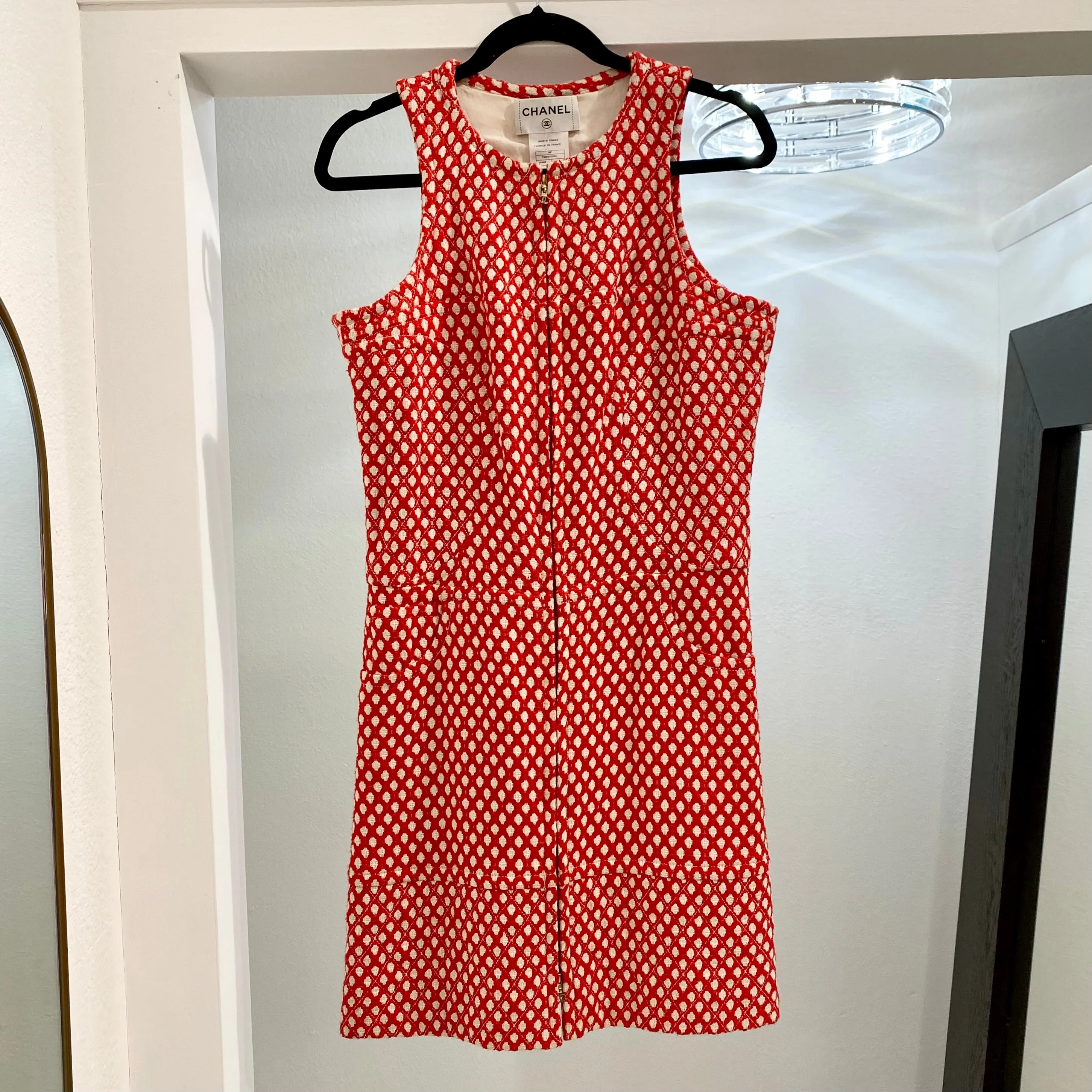 Chanel Red and White Tweed Dress