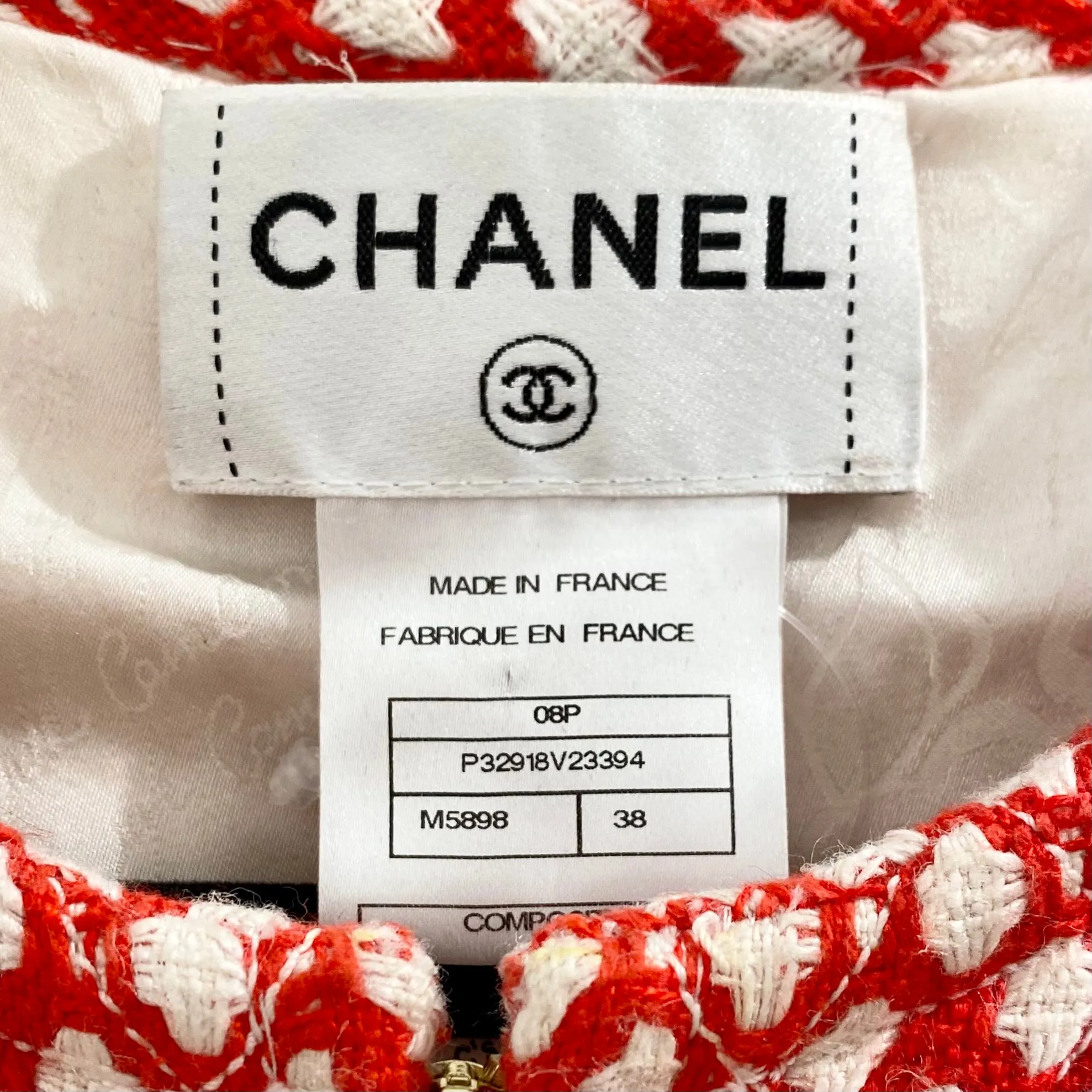 Chanel Red and White Tweed Dress