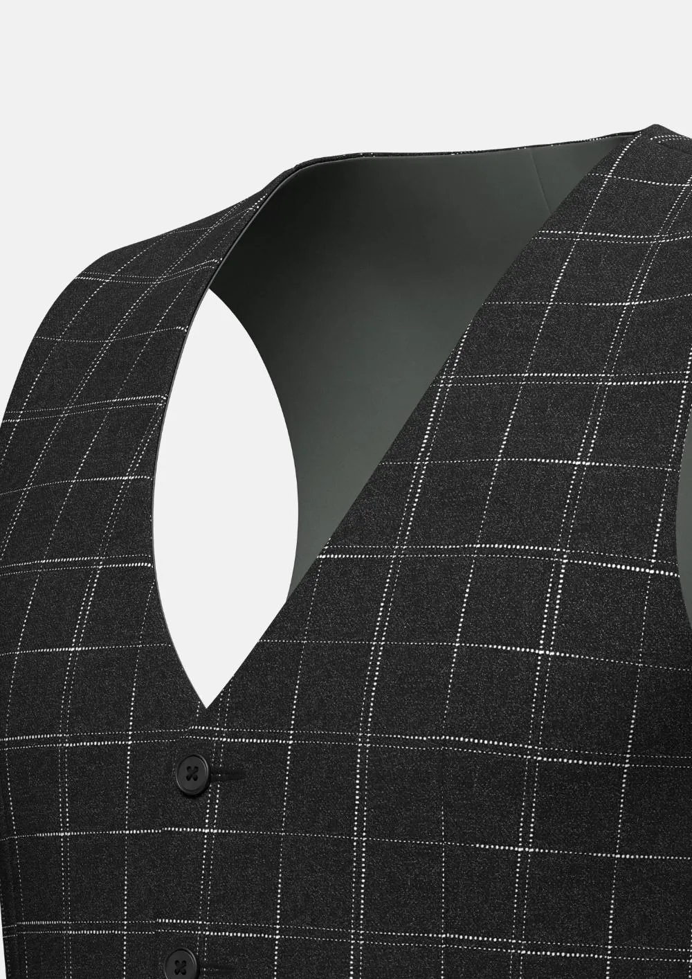 Charcoal Flannel Windowpane Vest