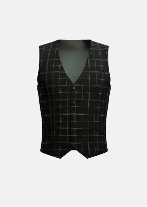 Charcoal Flannel Windowpane Vest