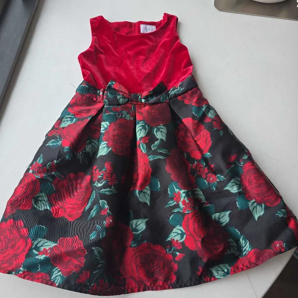 Childrens Place Red velvet flower Polyblnd tank Dresses 6-7Y