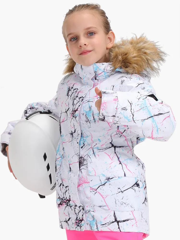 Colorful Vibrant Lines Kids Winter Snowboard Jacket